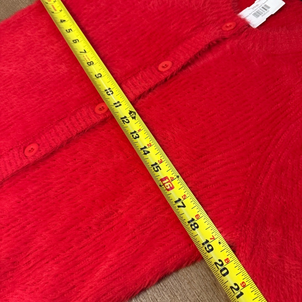 Dear John Fuzzy Poppy Red Button-Down Sweater - NWT - Picture 6 of 8